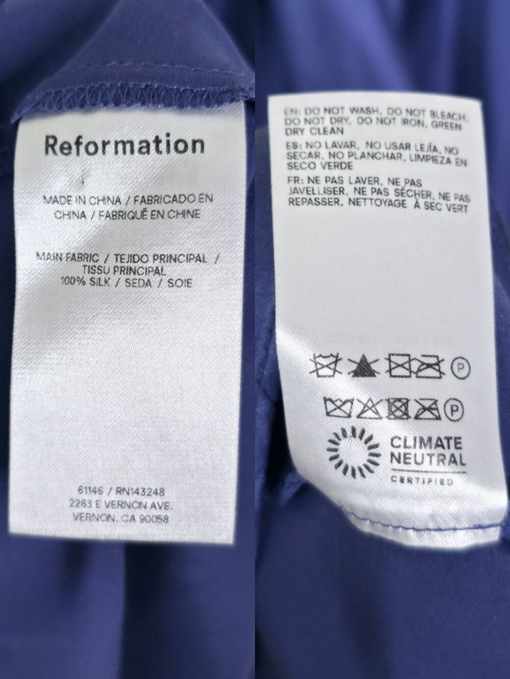 Reformation Casette Dress Iris Navy Blue Silk Open Back Midi Size 0 - Picture 8 of 9